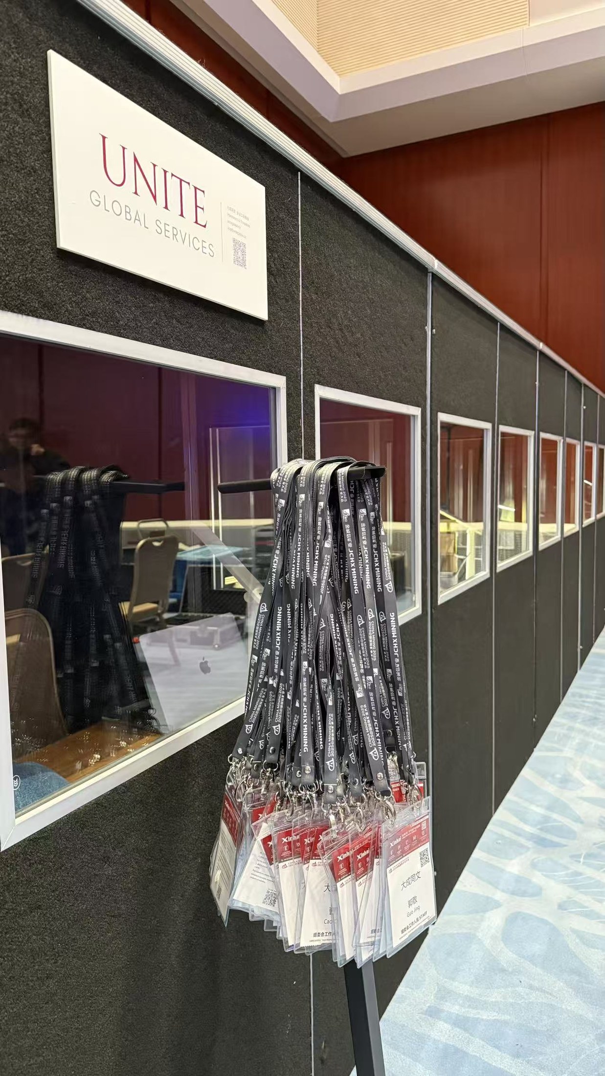 UNITE interpreting booths and on-site credentials